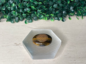 TIGER'S EYE | 'FLOWER OF LIFE' WORRY STONE